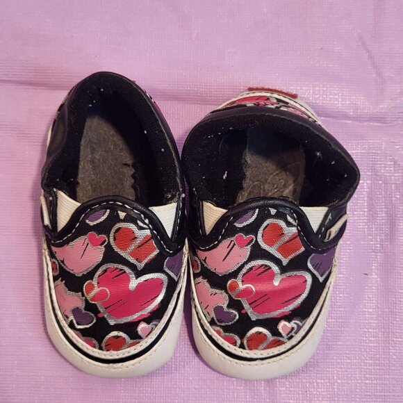 Vans Off The Wall size 3 infant Hearts pink white & black slip-on shoes - Picture 2 of 7